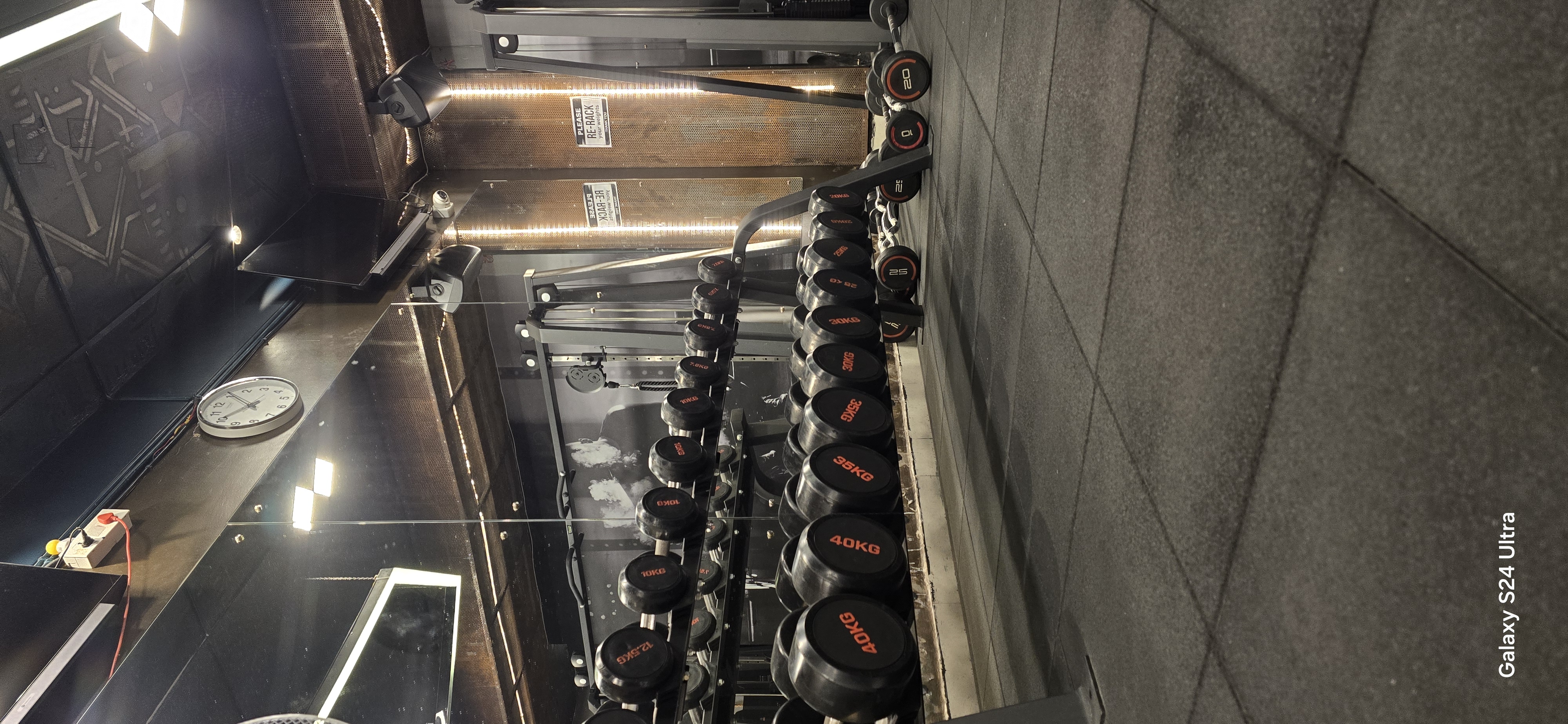 Mirrored Free Weights Section