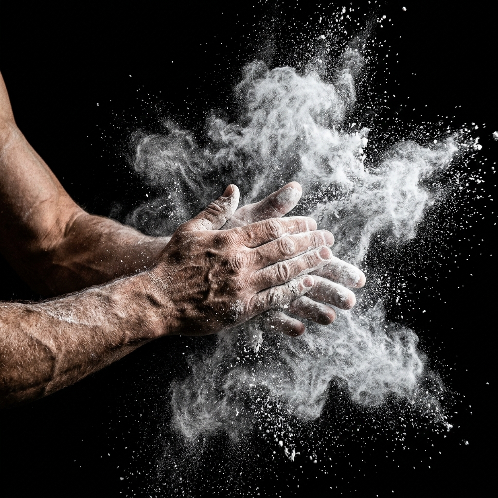 Preparation with gym chalk